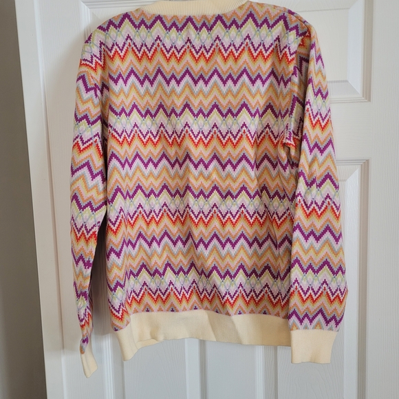 NWT EllandEmm Multicolor Zigzag Pattern Women's Cardigan - Picture 2 of 6